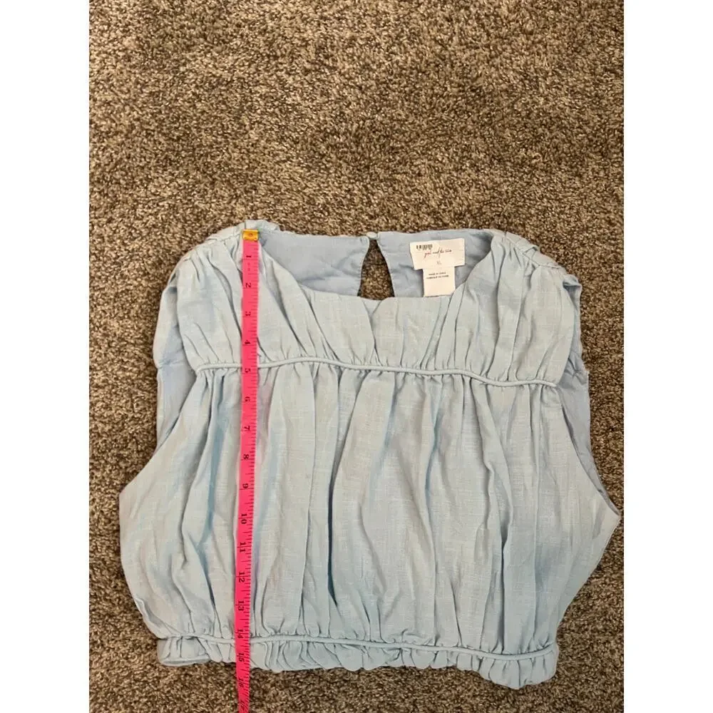 NWT Free People Girl and the Sun Sky Blue Cropped Sleeveless Top